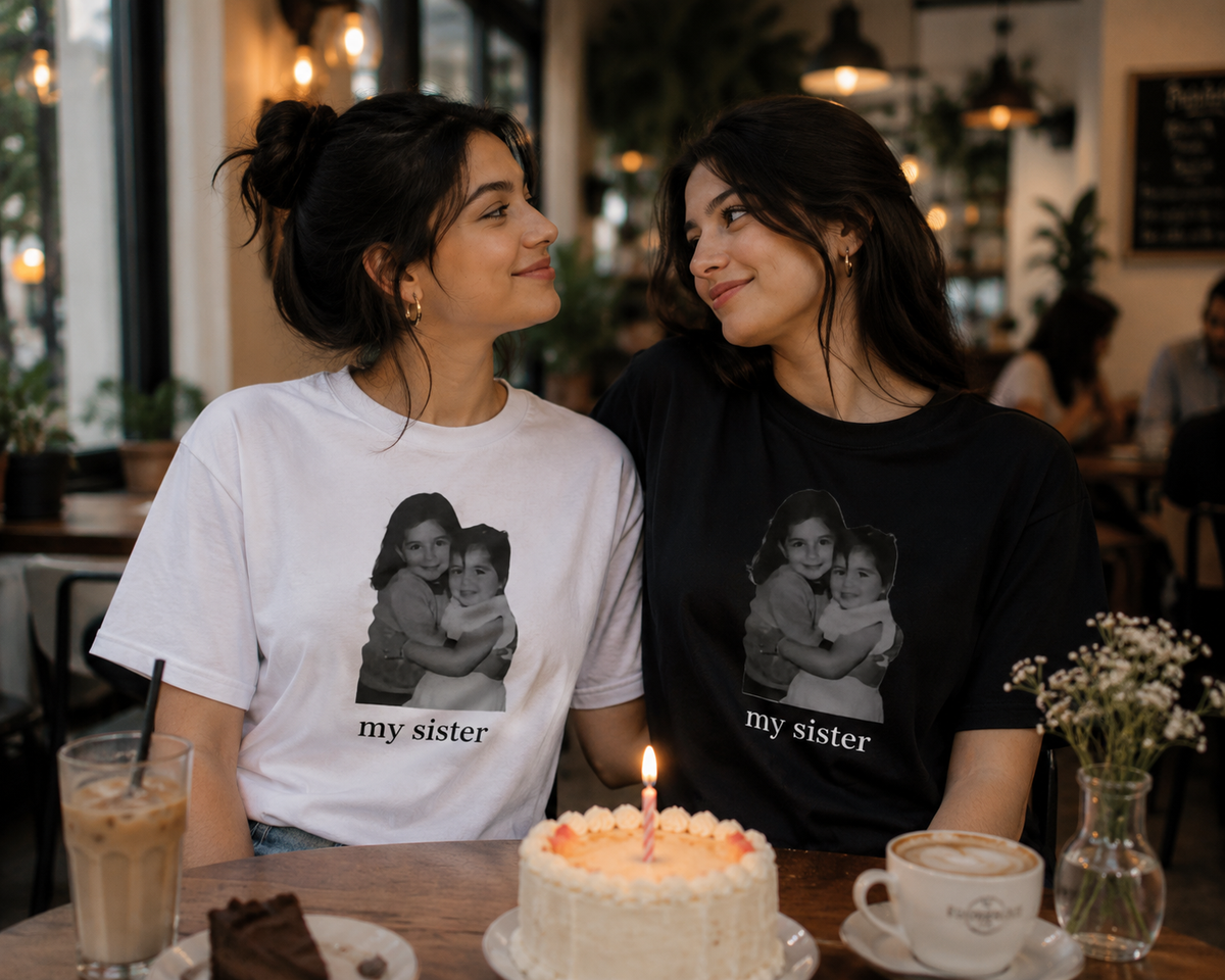 Kişiye Özel Polaroid Baskılı Çift Tişörtü