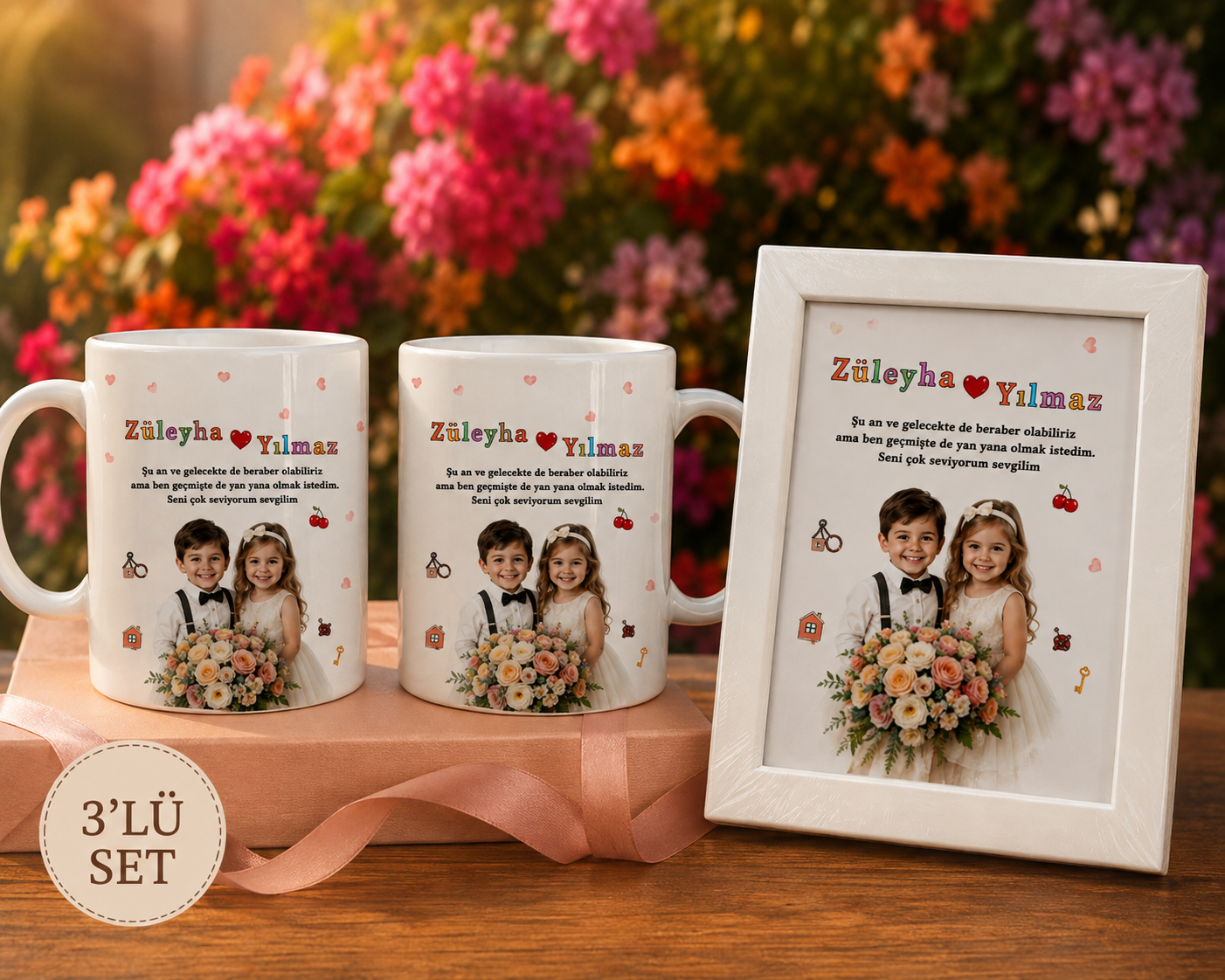 Kişiye Özel Kupa Anı Tablosu 3`lü Set-2