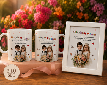 Kişiye Özel Kupa Anı Tablosu 3`lü Set-2