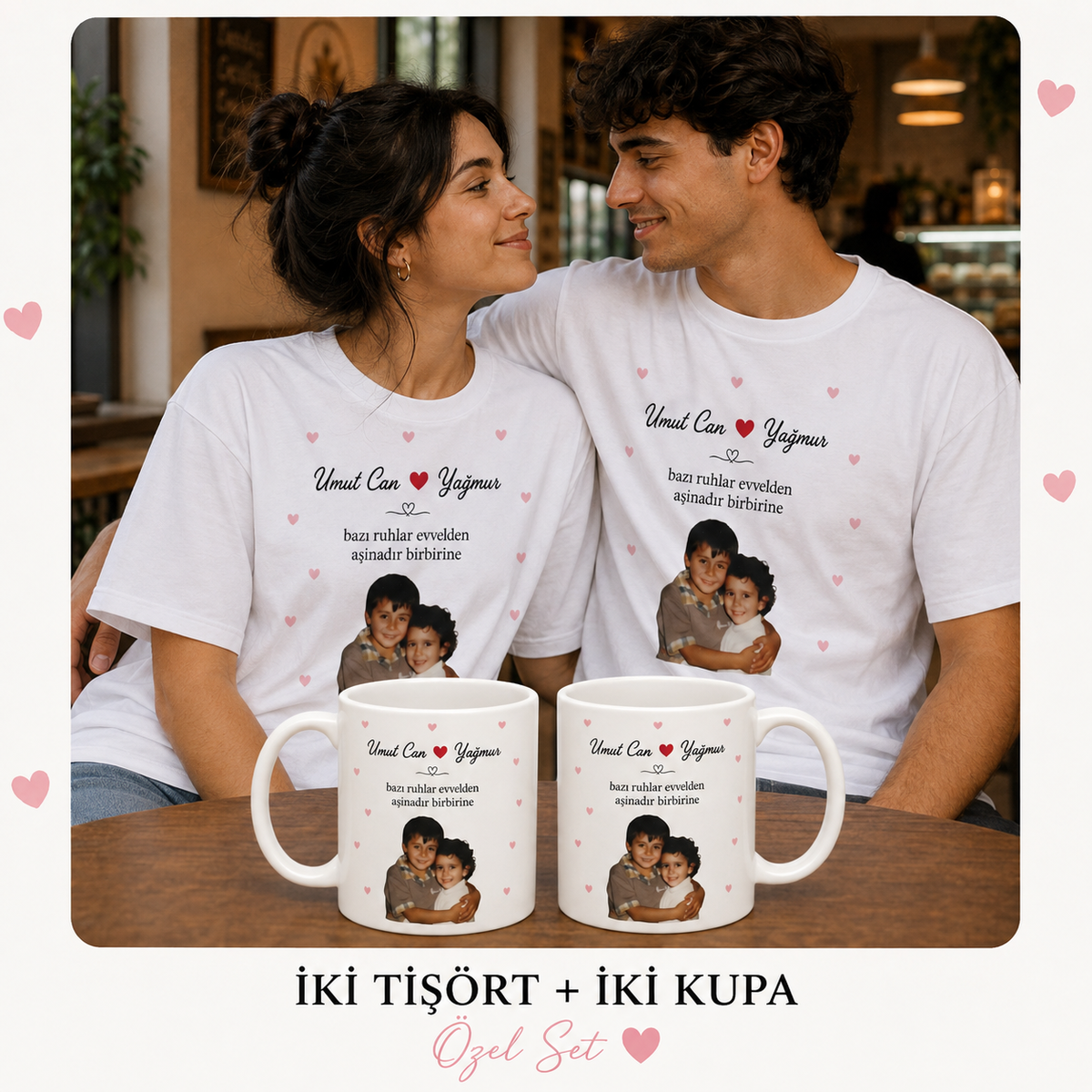 Kişiye Özel Kupa Bardak Tişört Set