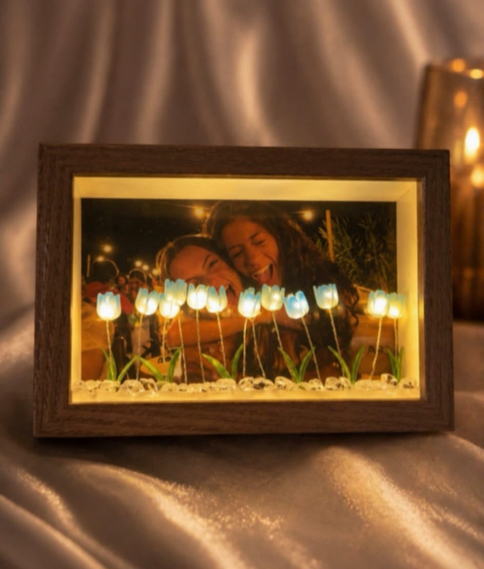 Kişiye Özel Fotoğraflı Laleli Çerçeve