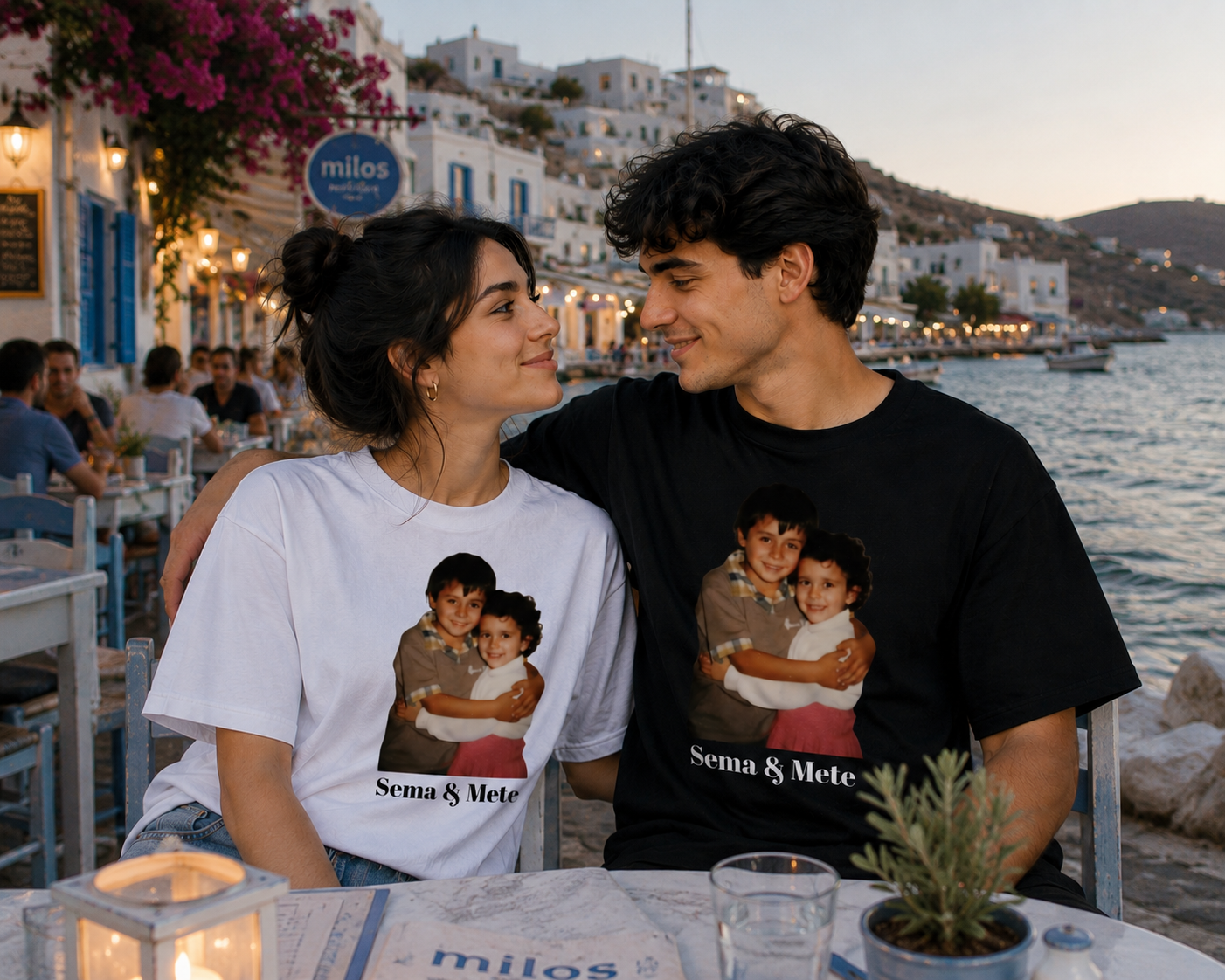 Kişiye Özel Polaroid Baskılı Çift Tişörtü