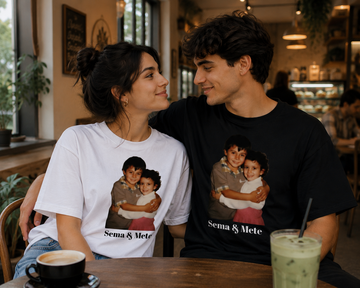 Kişiye Özel Polaroid Baskılı Çift Tişörtü