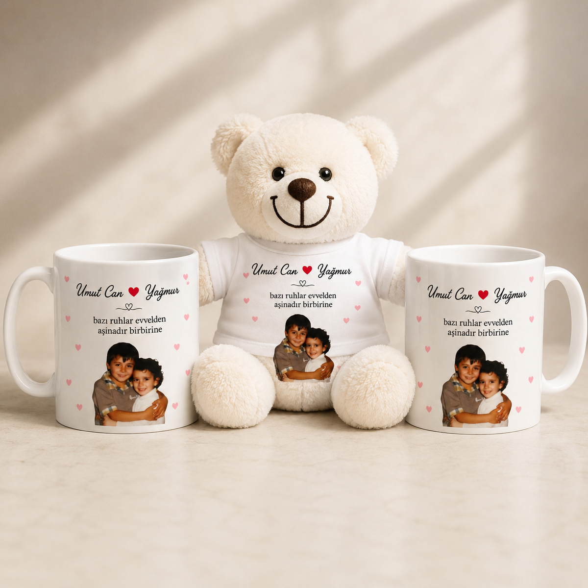 Kişiye Özel Kupa Bardak Peluş Ayı Set