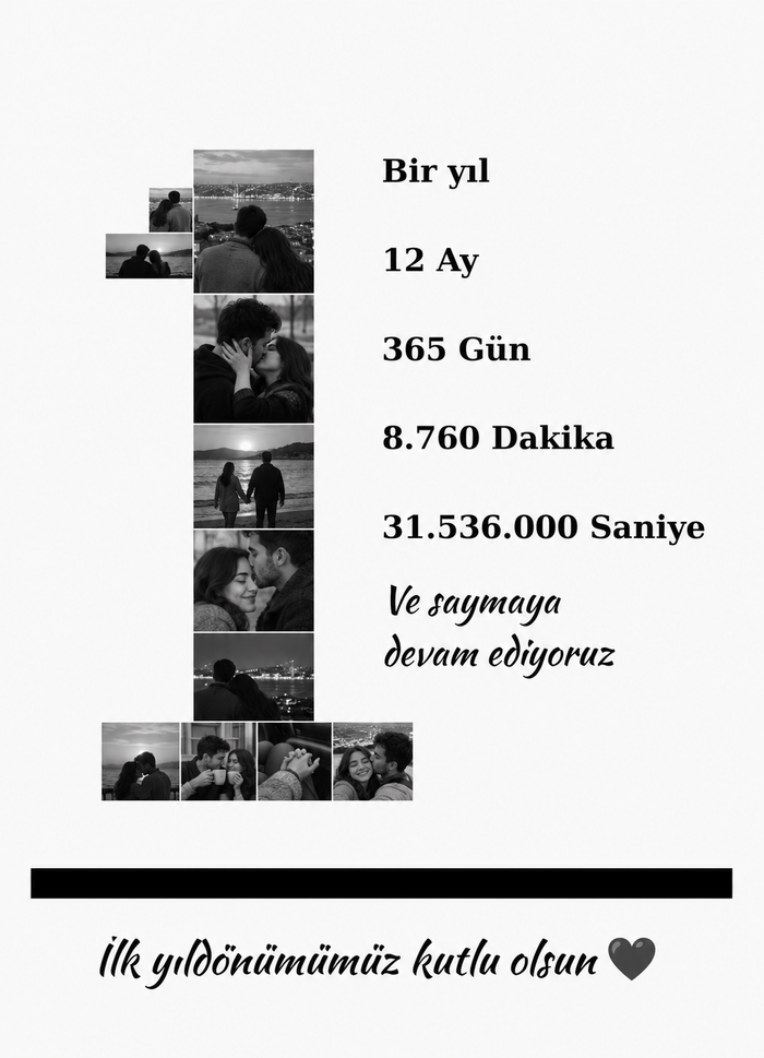Kişiye Özel 1. Yıl Anı Tablosu